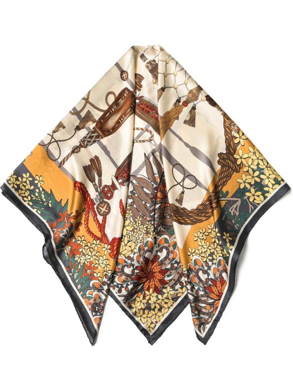 Luxurious 100% Mulberry Silk Large Square Shawl & Oversized Headband Gift Set
